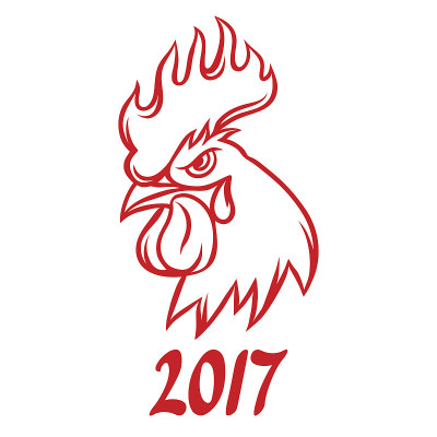 贺卡与鸡象征的2017年由中国日历