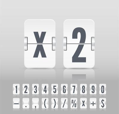Vector old time meter of number and symbol. White 