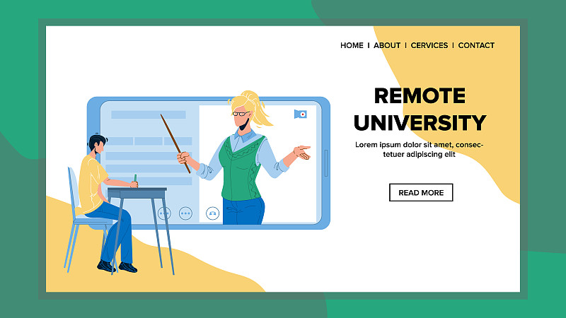 Remote University Course Listen Student Vector