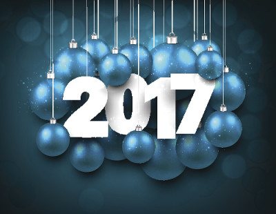 蓝色2017新年背景。