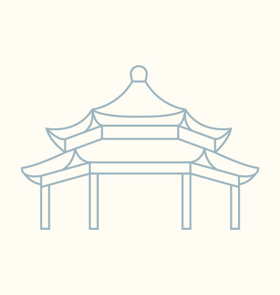 版画颐和园、北京彩线插画