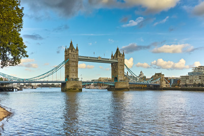 英国伦敦塔桥日落全景图