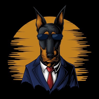 酷杜宾服矢量插图