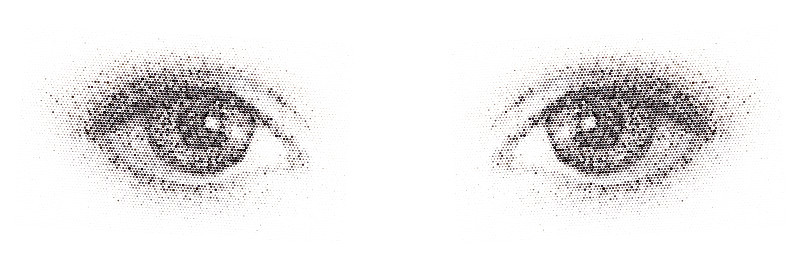 半色调效果逼真的人眼。点状矢量插图