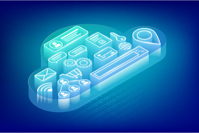 Isometric cloud technology concept