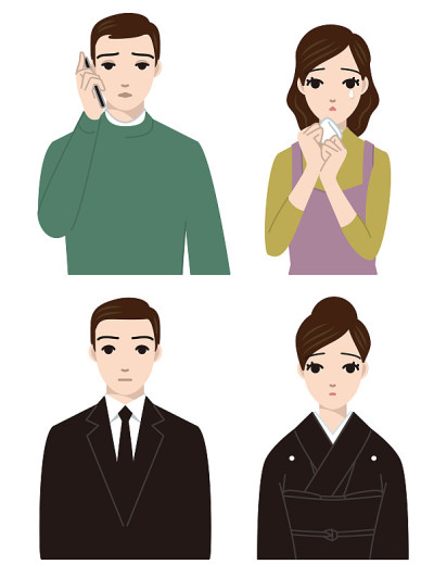 葬礼。失去亲人的家庭。联系