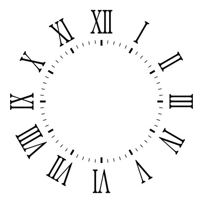空白时钟与罗马数字孤立在白色