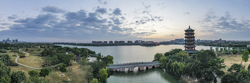 中国广东省东莞市华阳湖湿地公园航拍照片