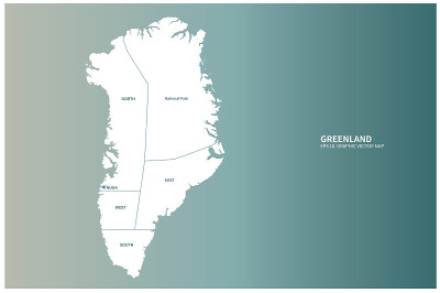 格陵兰岛的地图。格陵兰岛矢量地图。