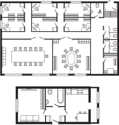 现代办公建筑平面、室内家具及施工图设计项目