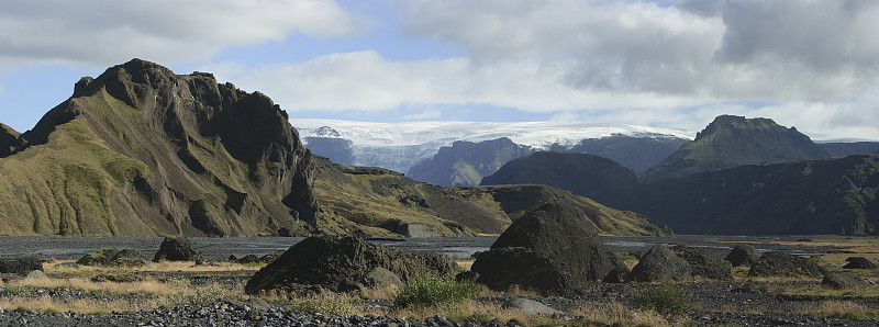 火山正在冰川上爆发。