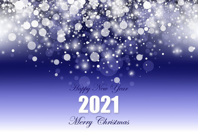 2021新年快乐。海报，卡片，横幅，背景设计。新年快乐。新年快乐蓝色问候背景。圣诞快乐卡。矢量设计。