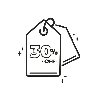 标签图标有30%的折扣