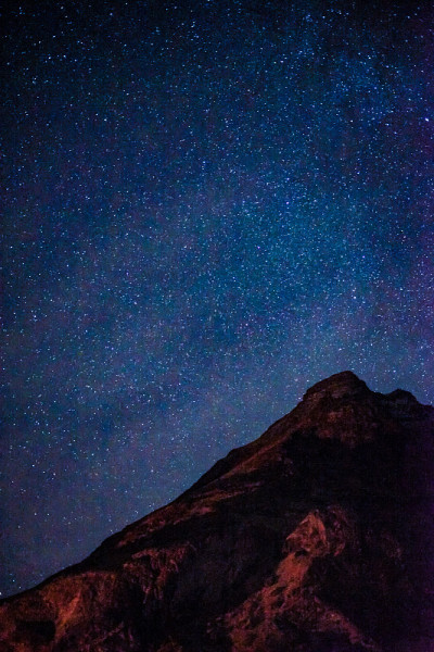 繁星满天的雪山和冰岛