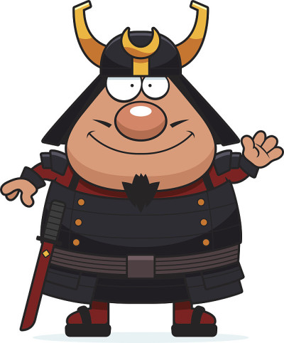 卡通武士挥舞着