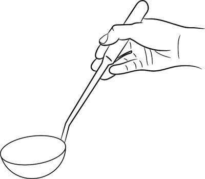 手拿着一勺矢量插图