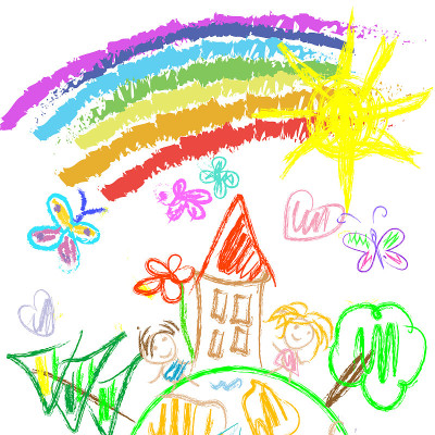 地球小孩用手画木炭，小孩喜欢画涂鸦