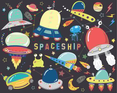 Outer space- Spaceship Elements