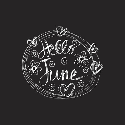 你好,6月。手绘插图。
