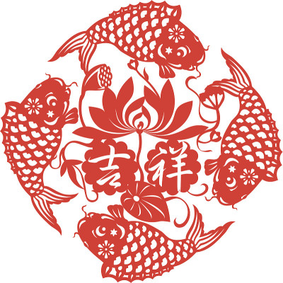 中国吉祥鱼设计插画
