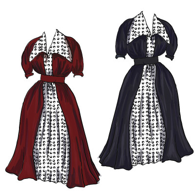 矢量插图的妇女服装1940年时尚
