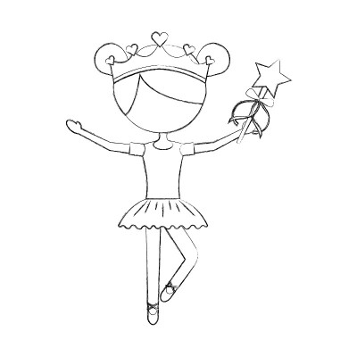 小女孩拿着魔杖跳芭蕾舞