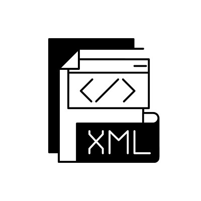 XML文件黑色线性图标
