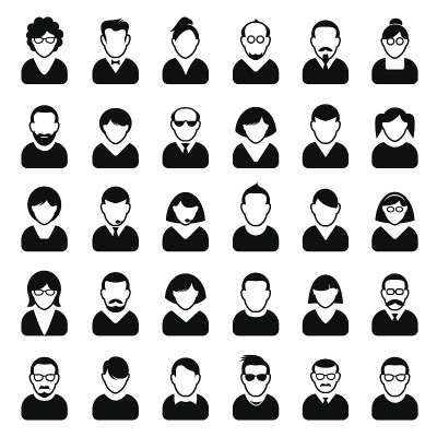 一组人物图标。向量《阿凡达》插图