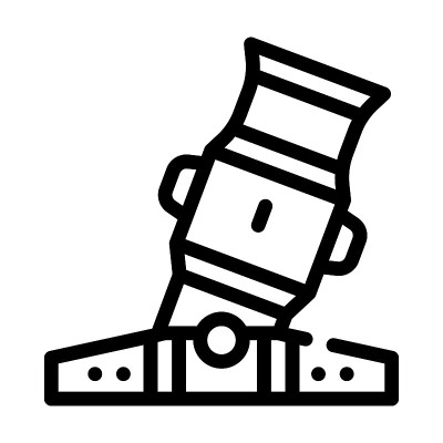 迫击炮武器线图标矢量插图黑色