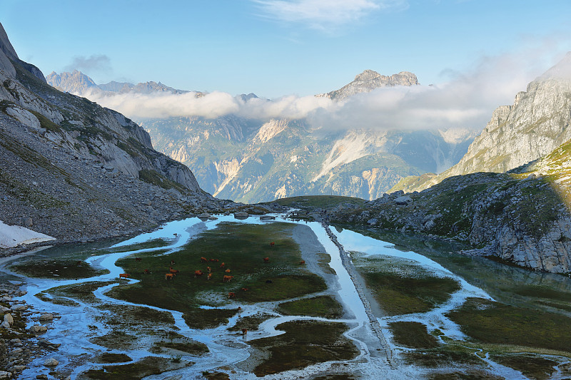 Lac Des Vaches，瓦诺瓦兹国家公园，位于法国阿尔卑斯山