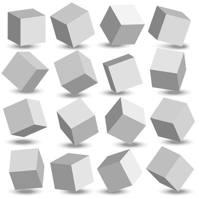 3d建模白色立方体。白色立方体。向量