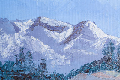 用油画绘制的山景