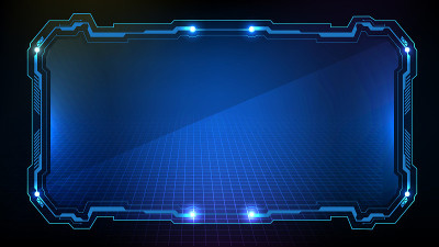 抽象未来的蓝色发光技术科幻框架hud UI背景