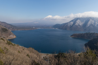 春天的富士山和元津湖