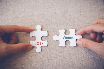 手与拼图和“2017愿景”的单词