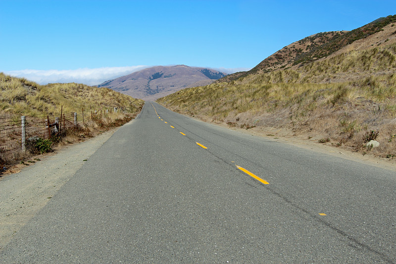 加州失落的海岸上一条荒凉的道路