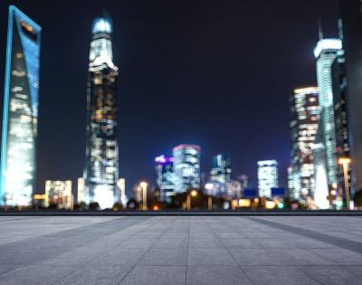 夜间全景空楼，现代商务办公大楼