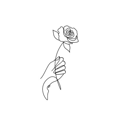 Rose art drawing minimalism style of a hand holdin