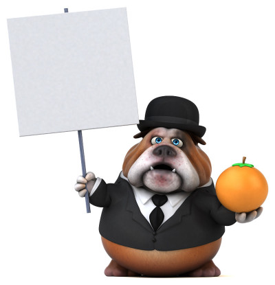有趣的斗牛犬- 3D插图
