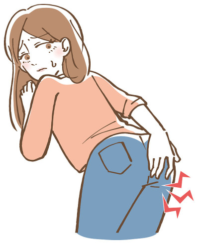一个屁股疼的女人的插图