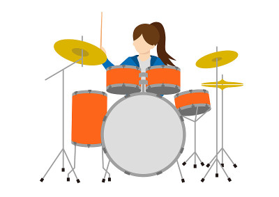 女孩带鼓