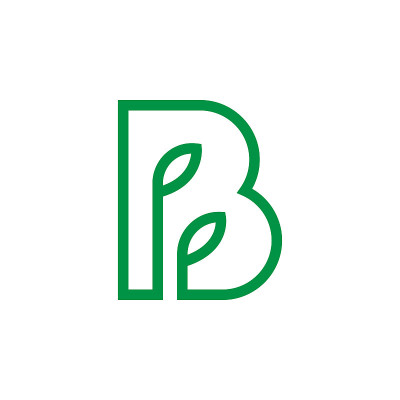 头B字母与叶矢量股票插图设计模板。