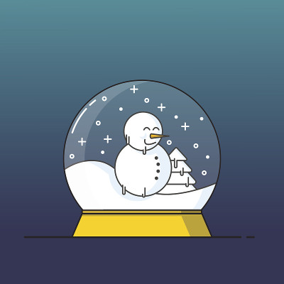 雪人在圣诞球与雪