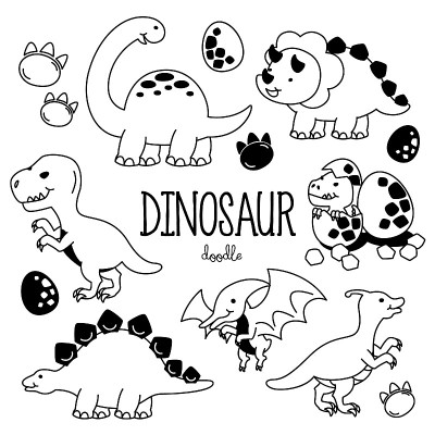 Hand drawing styles with Dinosaur.items. Doodle Di