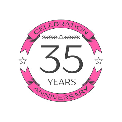 Realistic thirty five years anniversary celebratio