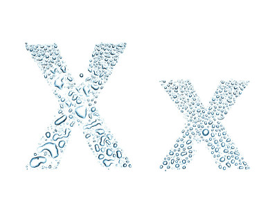 水滴字母x，孤立白色