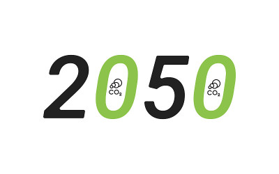2050年达到碳中和。游离中性CO2背景。零碳排放。矢量图的概念