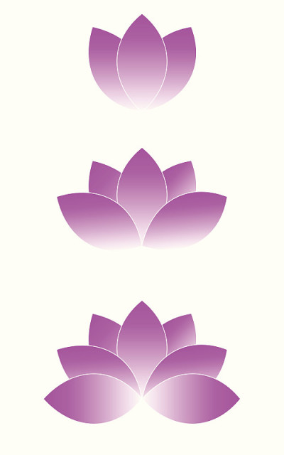 三幅紫莲花画