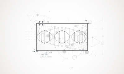 艺术科学模板，壁纸或带有DNA分子的横幅。