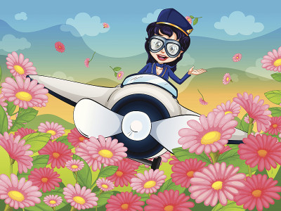 女孩飞飞机